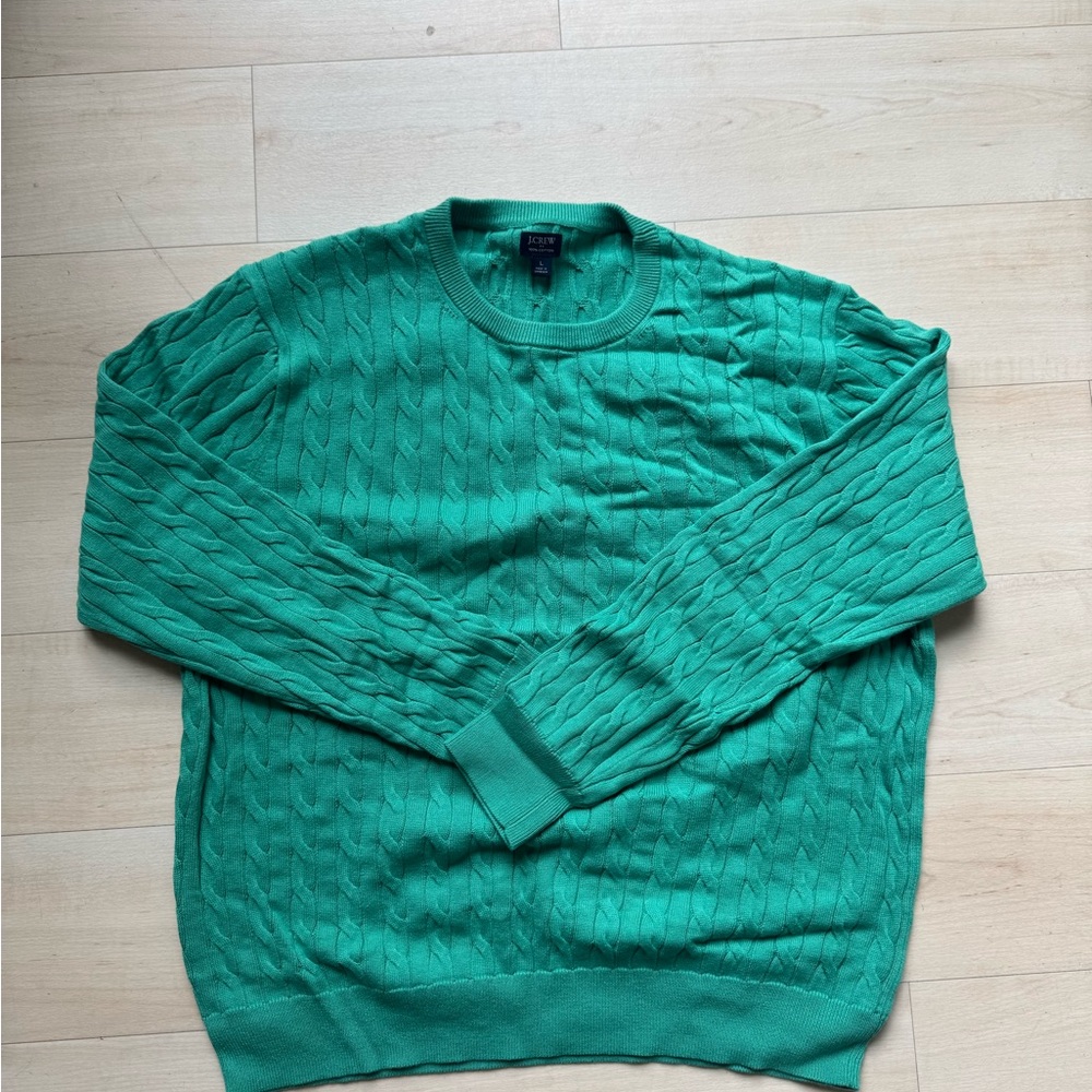 J. Crew Green Crewneck Sweater Soft Knit Classic